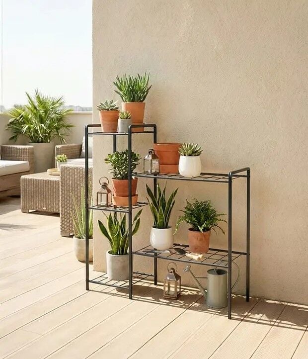 SAKSILIK GARDEN 5 METAL 5 RAFLI SİYAH 94x90x30CM