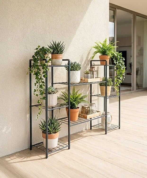 SAKSILIK GARDEN 8 METAL 8 RAFLI SİYAH 125x83x30CM