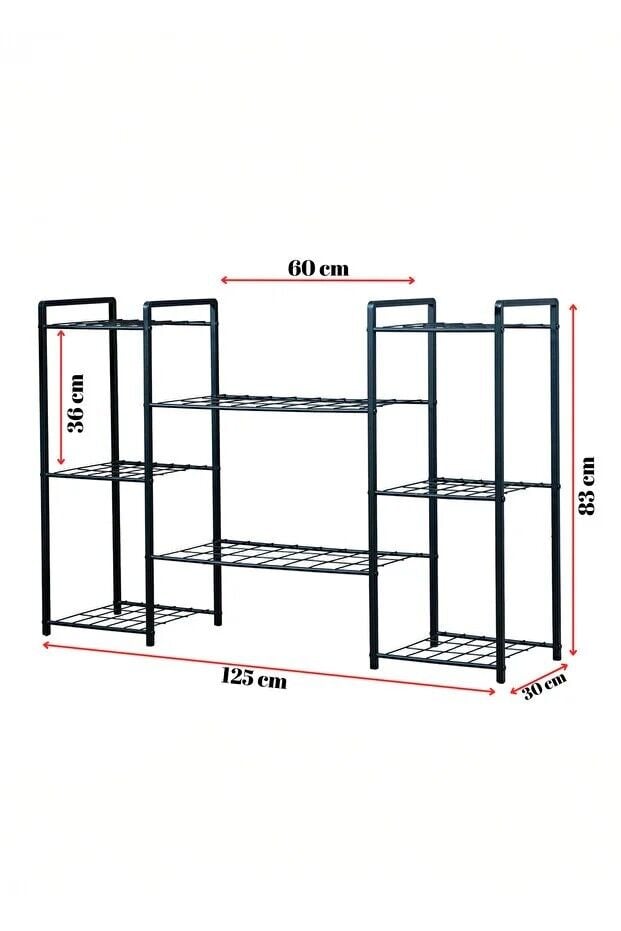 SAKSILIK GARDEN 8 METAL 8 RAFLI SİYAH 125x83x30CM