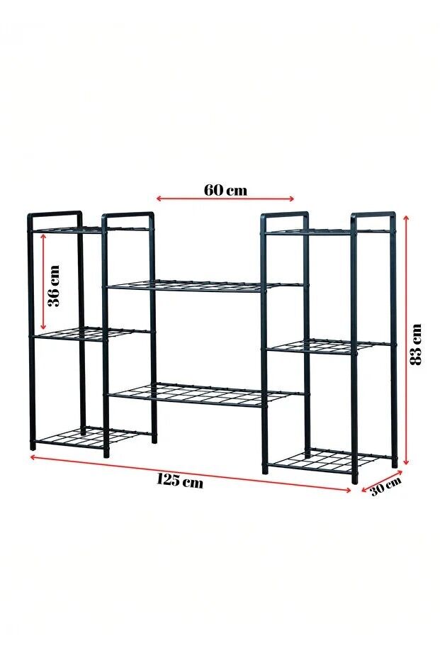 SAKSILIK GARDEN 8 METAL 8 RAFLI SİYAH 125x83x30CM
