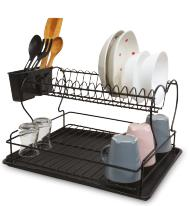 TABAKLIK İKİ KATLI SİYAH/KROM