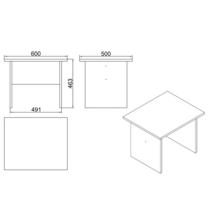 OFİS SEHPASI 600x500x463MM BAROK/ANTRASİT