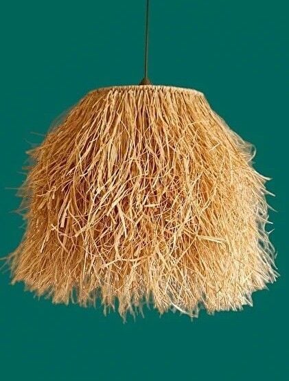 AVİZE BOHEM 3 KATLI SAÇAKLI RAFYA Y:35 Ç:30