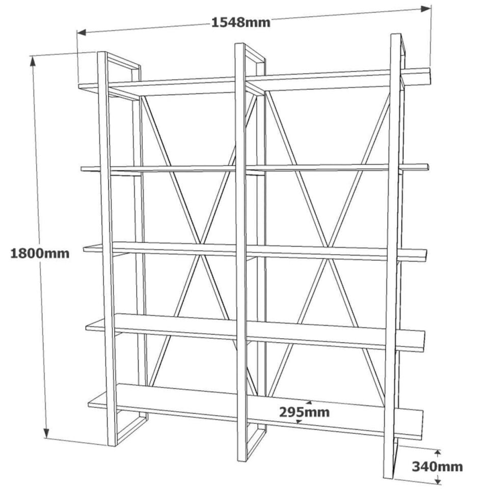 KİTAPLIK 5 RAFLI 1548x295x1800MM BAROK
