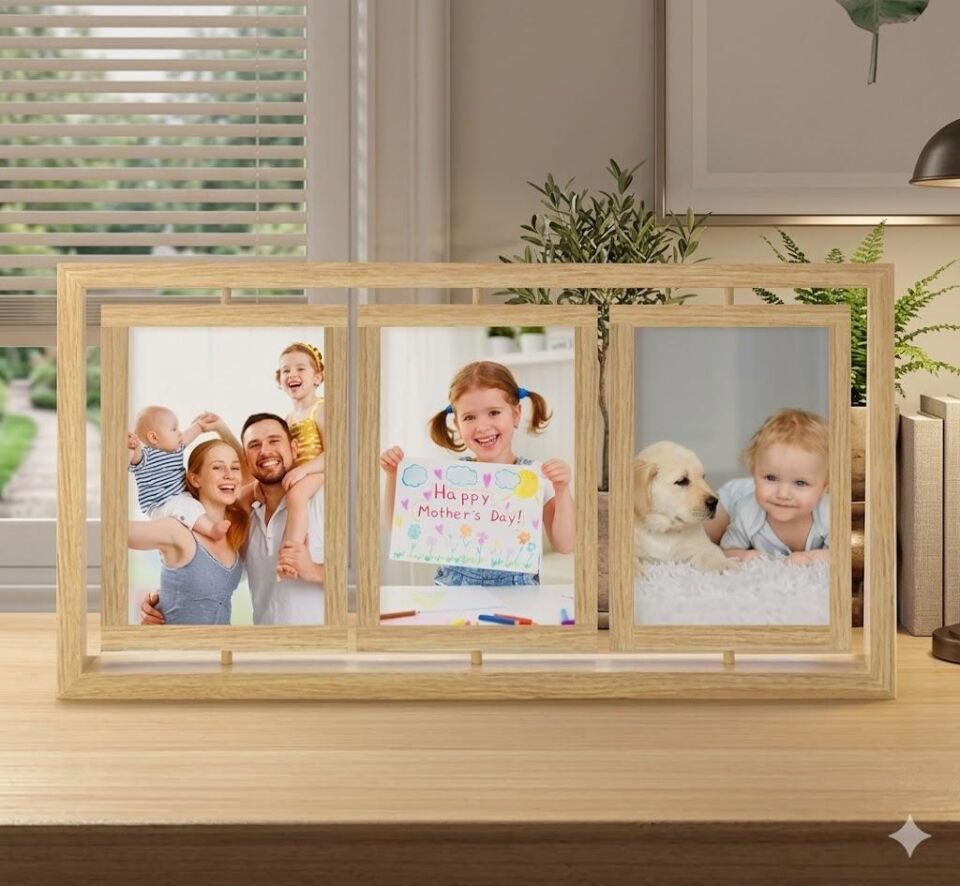 RESİM ÇERÇEVESİ ÜÇLÜ KOLAJ ÇİFT TARAF DÖNERLİ