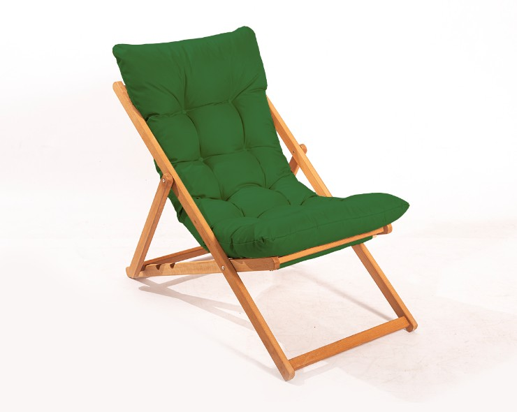 ŞEZLONG KATLANIR YEŞİL KOLSUZ MİNDERLİ NORA