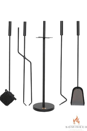 MAŞA TAKIMI ŞÖMİNE 5 PRÇ YUVARLAK TABANLI SİYAH