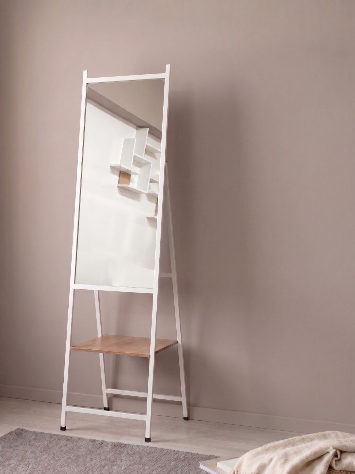 AYNA MODERN MİNİMALİST BOY AYNASI BEYAZ 44.2x160CM