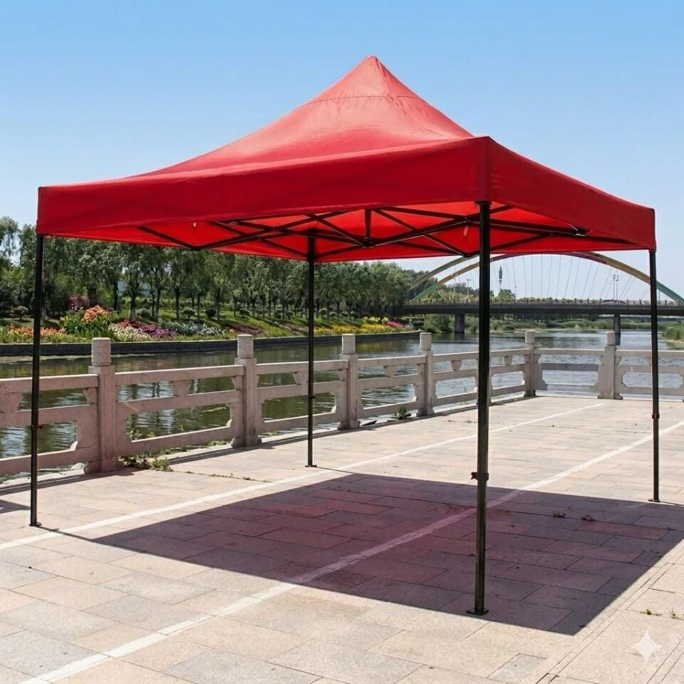 ÇADIR TENTE BAHÇE GAZEBO KATLANIR KIRMIZI/MAVİ