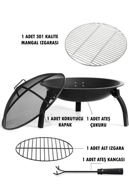 ATEŞ ÇUKURU METAL KATLANABİLİR 4 PRÇ