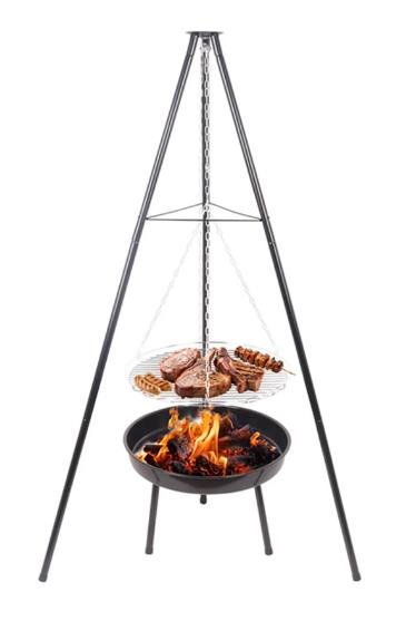 BARBEKÜ IZGARASI KATLANABİLİR ÇELİK TRİPOD ASKILI