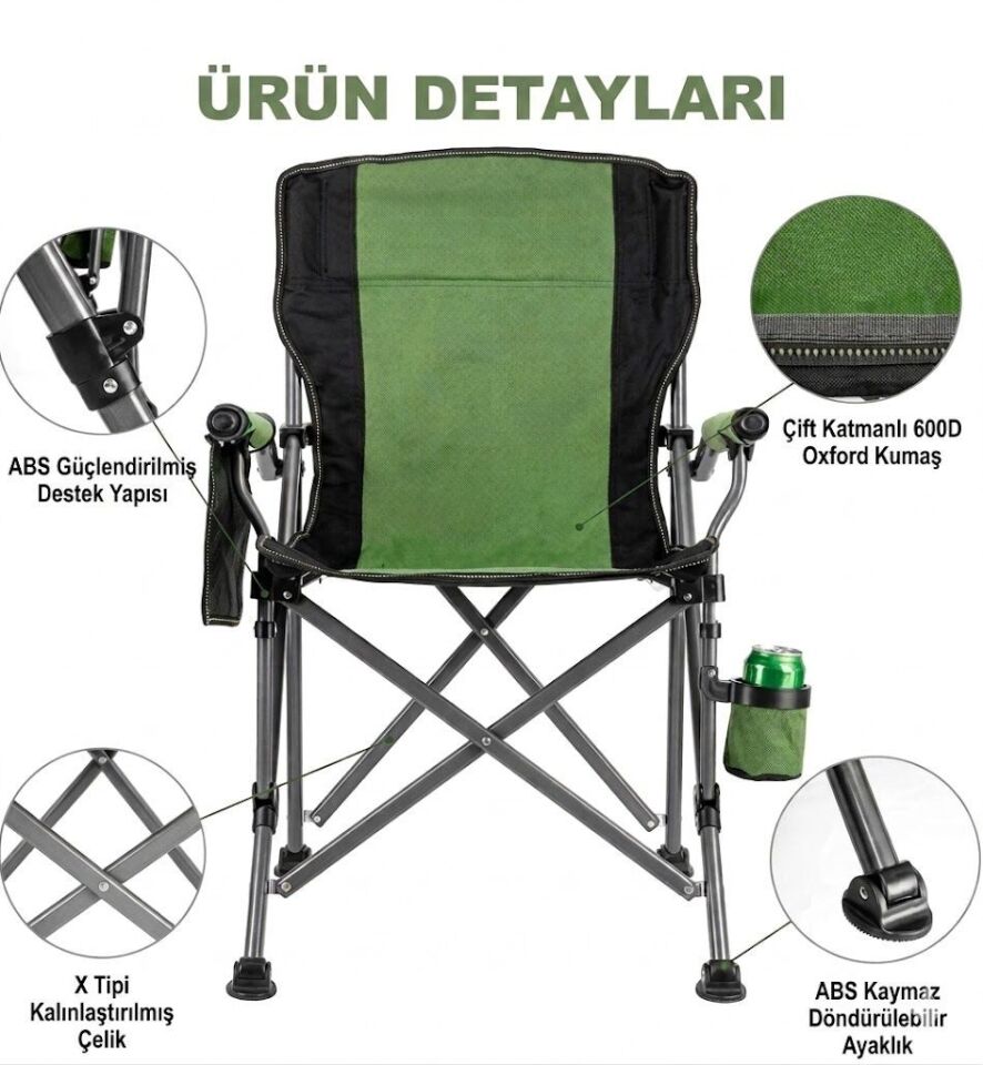 KAMP SANDALYESİ KATLANIR  BARDAK TUTUCULU