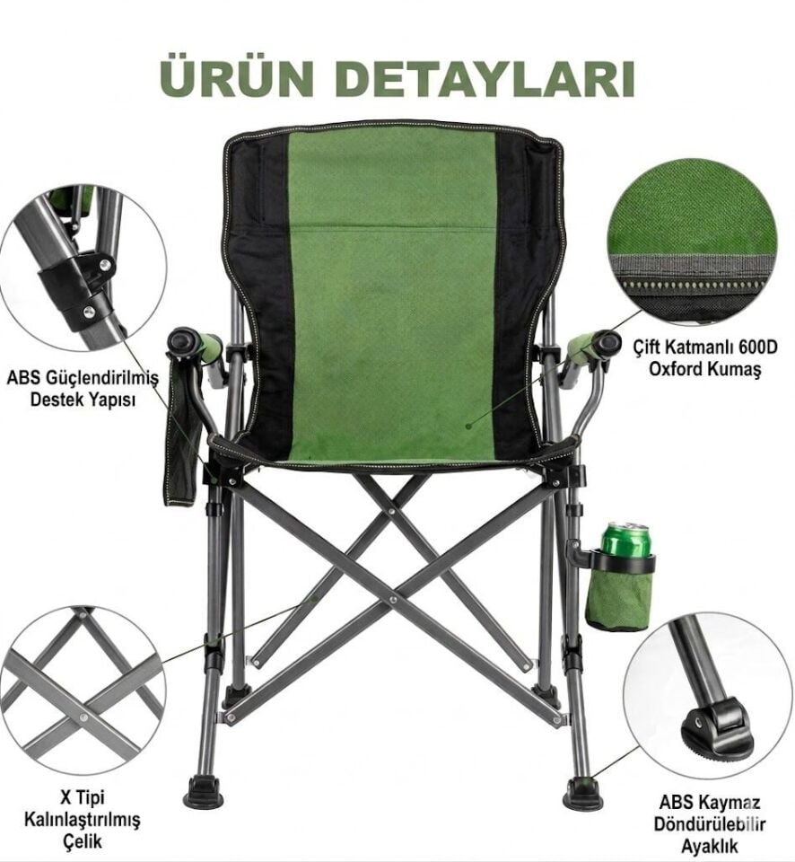 KAMP SANDALYESİ KATLANIR  BARDAK TUTUCULU
