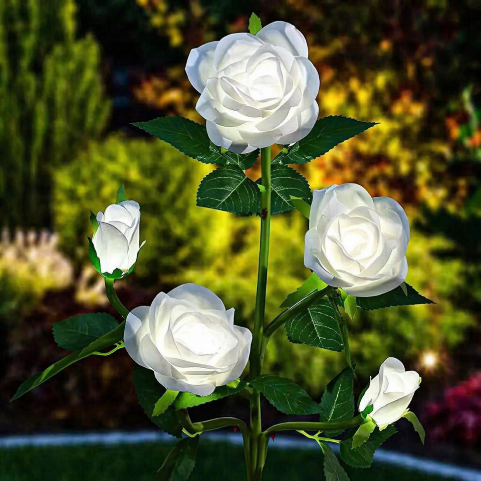 SOLAR LAMBA BAHÇE LAMBASI BEYAZ GÜL AYDINLATMA
