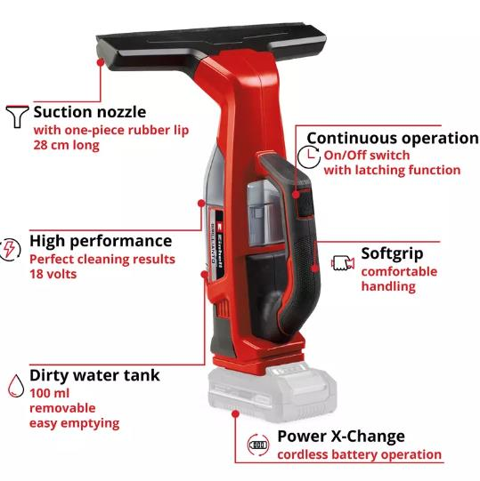 AKÜLÜ CAM TEMİZLEME MAKİNESİ 18V (AKÜ DAHİL DEĞİL)