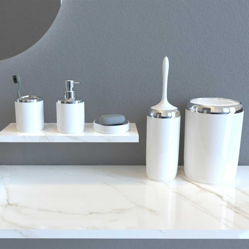 ORT-BANYO SETİ XL KROM DEKORLU BEYAZ LİMA