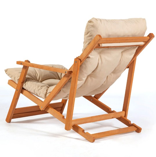 ŞEZLONG SETİ KATLANIR KREM MİNDERLİ SİMONA 2+1 TP