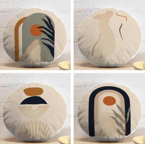 KIRLENT KILIF YUVARLAK 4LÜ SET ETNİK MOTİF 43CM