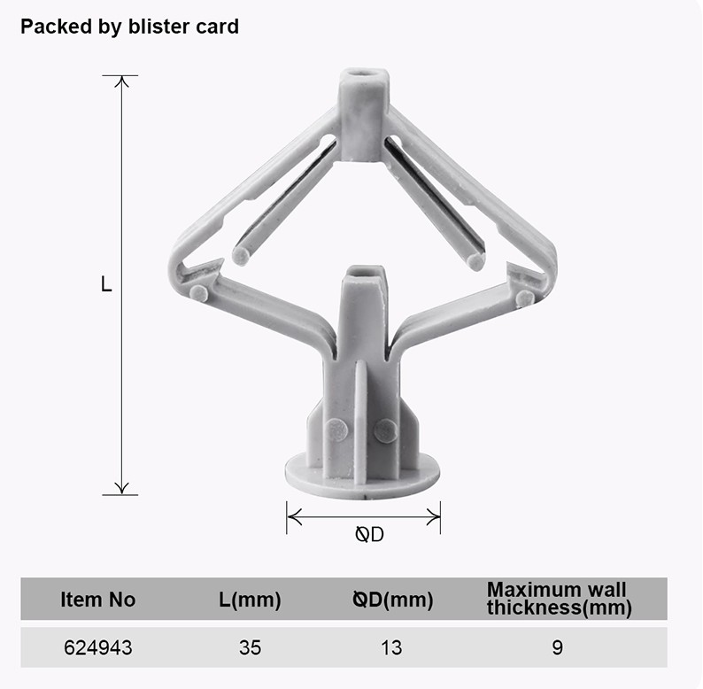 DÜBEL KELEBEK DÜBEL SETİ 35x32x13mm 11PRC