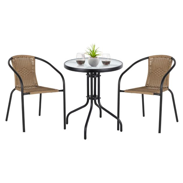 OTURMA SETİ OVAL 2Lİ SANDALYE + 1 BUZLU CAM SEHPA