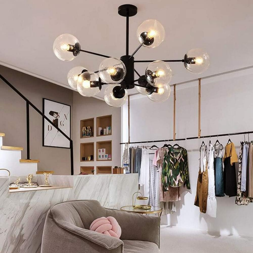 AVİZE 10 LU AMPÜL KİRPİ MODEL DÜZ METAL SİYAH TP