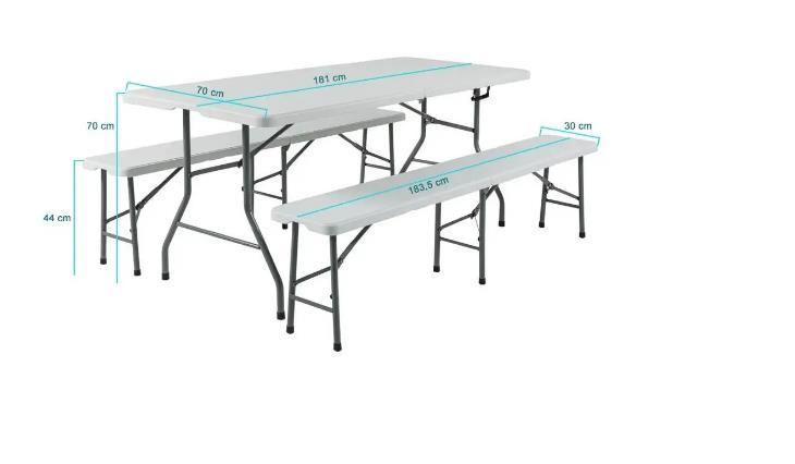 MASA SETİ PİKNİK UZUN TABURE BANK KATLANIR PLASTİK