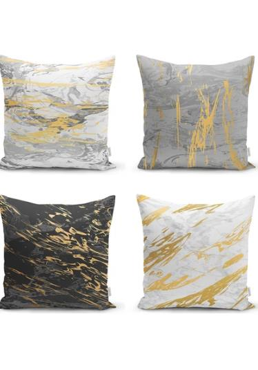 KIRLENT KILIF KARE GOLD DETAY SET 4 LÜ