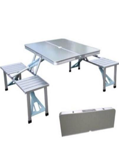 MASA SETİ TABURE KATLANIR ÇANTA MODEL METAL BEYAZ