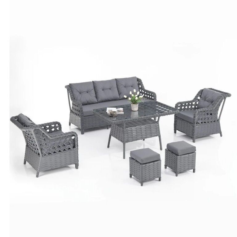 NET*/OTURMA GRUBU 3+1+1 PUFLU RATTAN EREN ANTRASİT