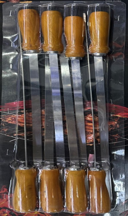 MANGAL ŞİŞ SETİ GENİŞ SAPLI PASLANMAZ 40CM 8Lİ