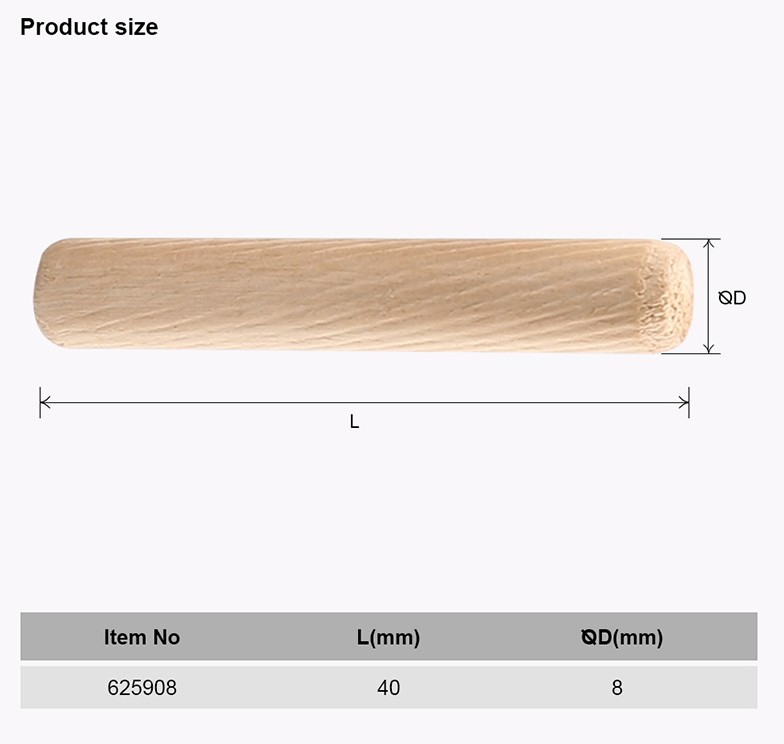 DÜBEL YUVARLAK AHŞAP 8X40MM 12 PARÇA