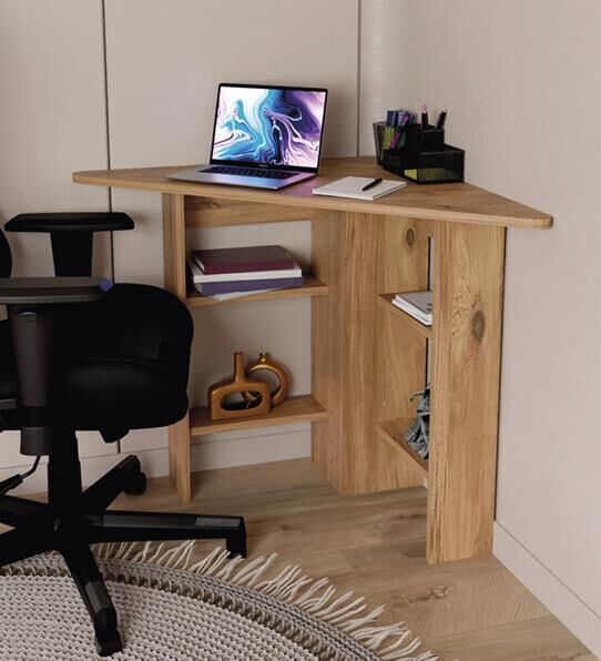 NET*ÇALIŞMA MASASI KÖŞE İÇİN RAFLI ÇAM 105*80*72CM