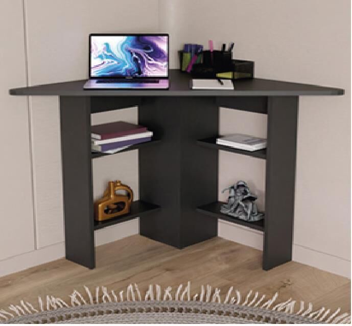 NET*/ÇALIŞMA MASASI KÖŞE RAFLI ANTRASİT 105*80*72C