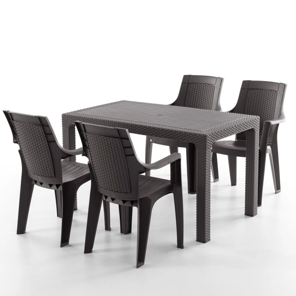 MASA SANDALYE TK. EFES 4 KİŞİLİK 125x75x75CM KAHVE