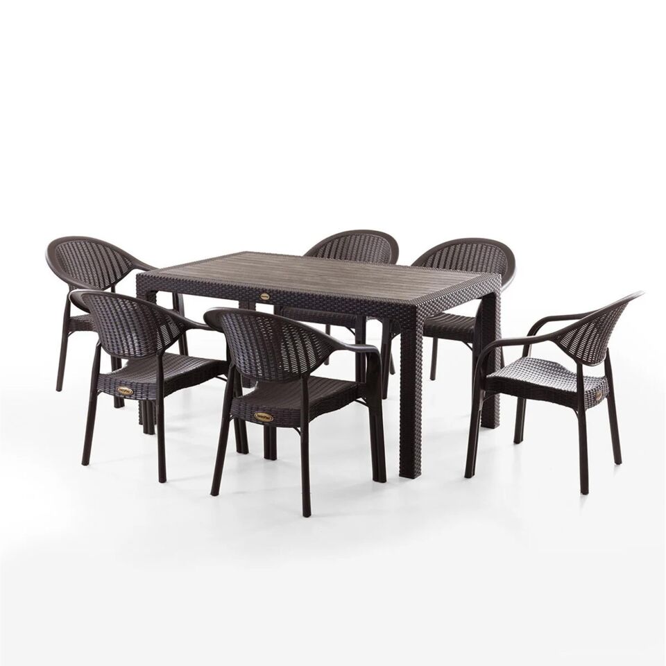 MASA SANDALYE TK. BAMBO 6 KİŞİLİK 150x90x75CM KAHV