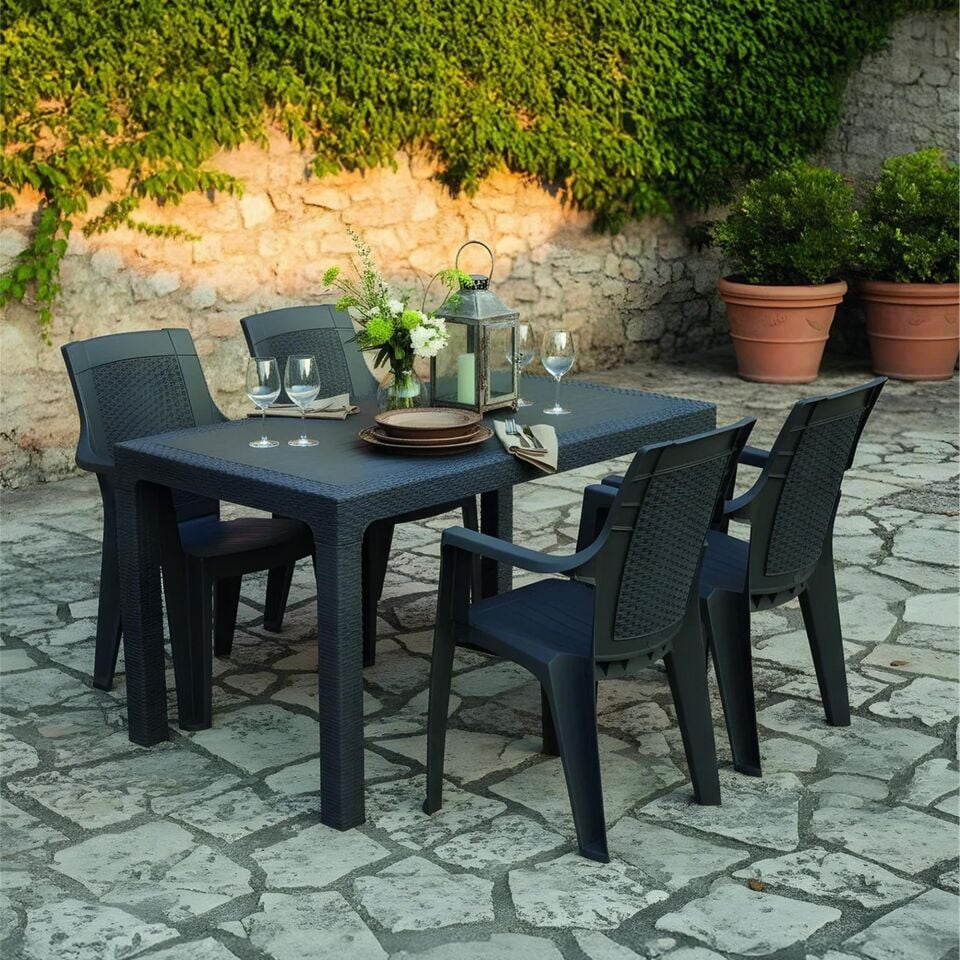 NET*/MASA SANDALYE TK. RATTAN EFES 4 KİŞİLİK SİYAH