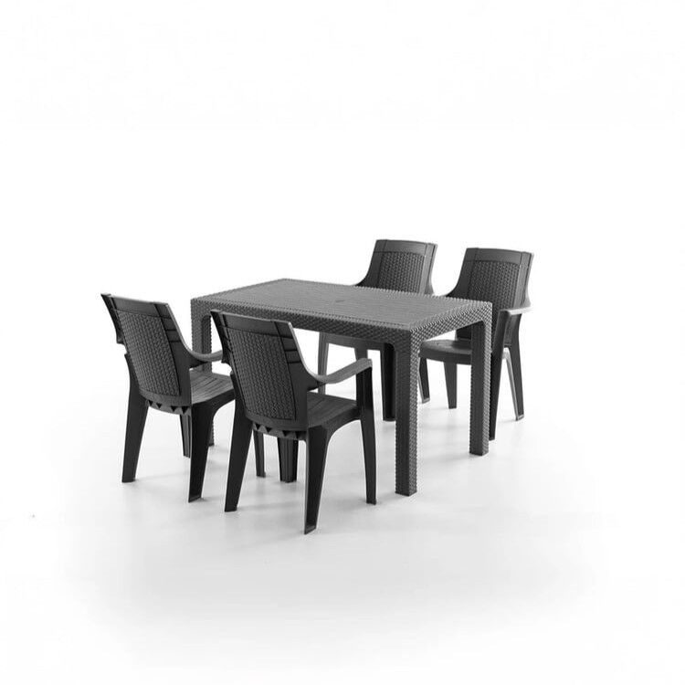 NET*/MASA SANDALYE TK. RATTAN EFES 4 KİŞİLİK SİYAH