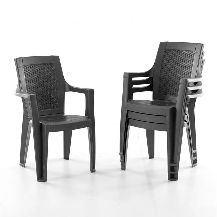NET*/MASA SANDALYE TK. RATTAN EFES 4 KİŞİLİK SİYAH