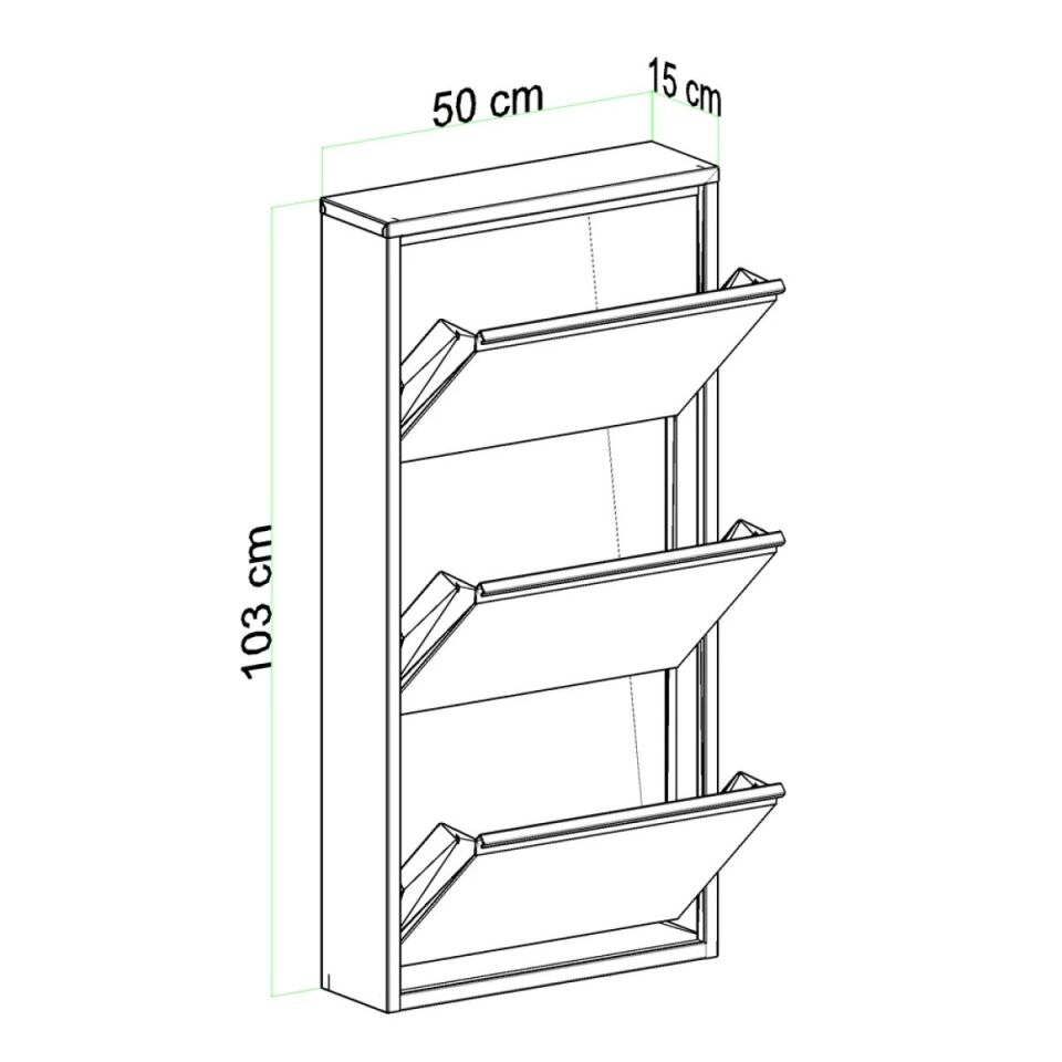 AYAKKABILIK METAL 3 KAPAKLI 50x15x103CM ANTASİT