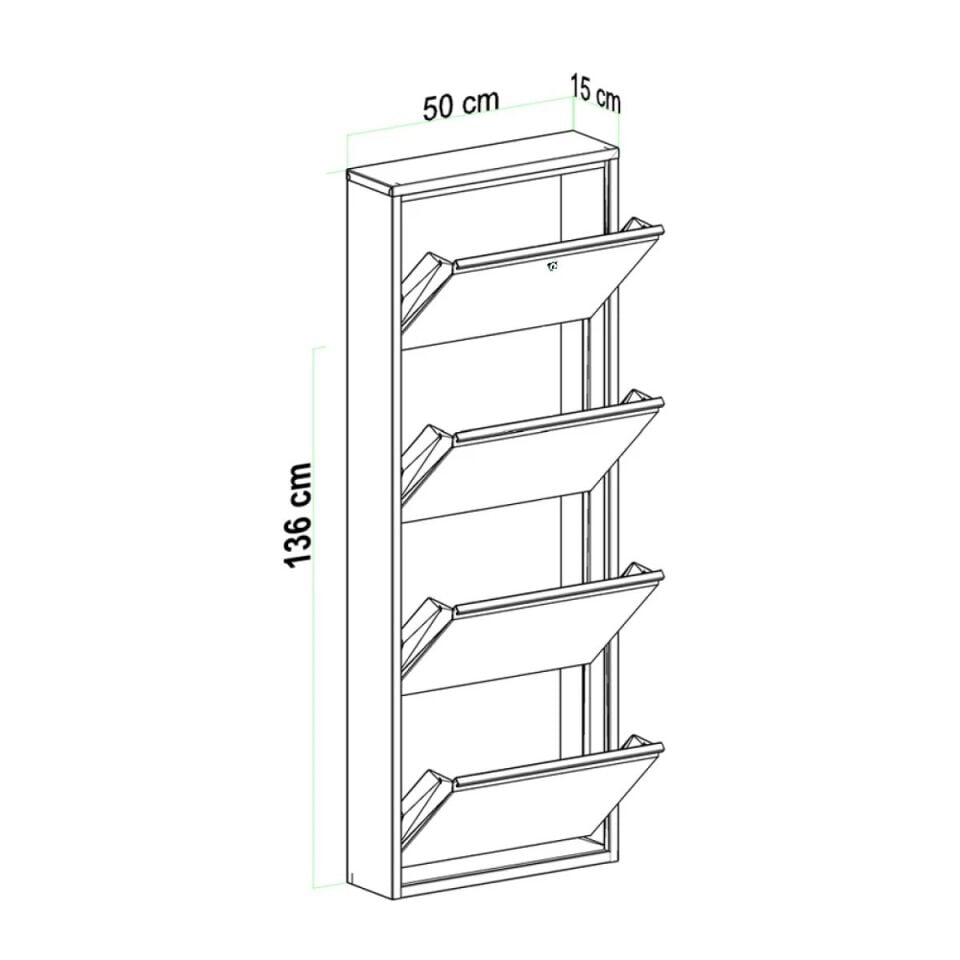 AYAKKABILIK METAL 4 KAPAKLI KİLİTLİ 50x15x136CM Sİ