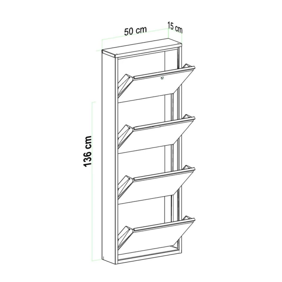 NET*/AYAKKABILIK METAL 4 KAPAKLI KİLİTLİ 50x15x136