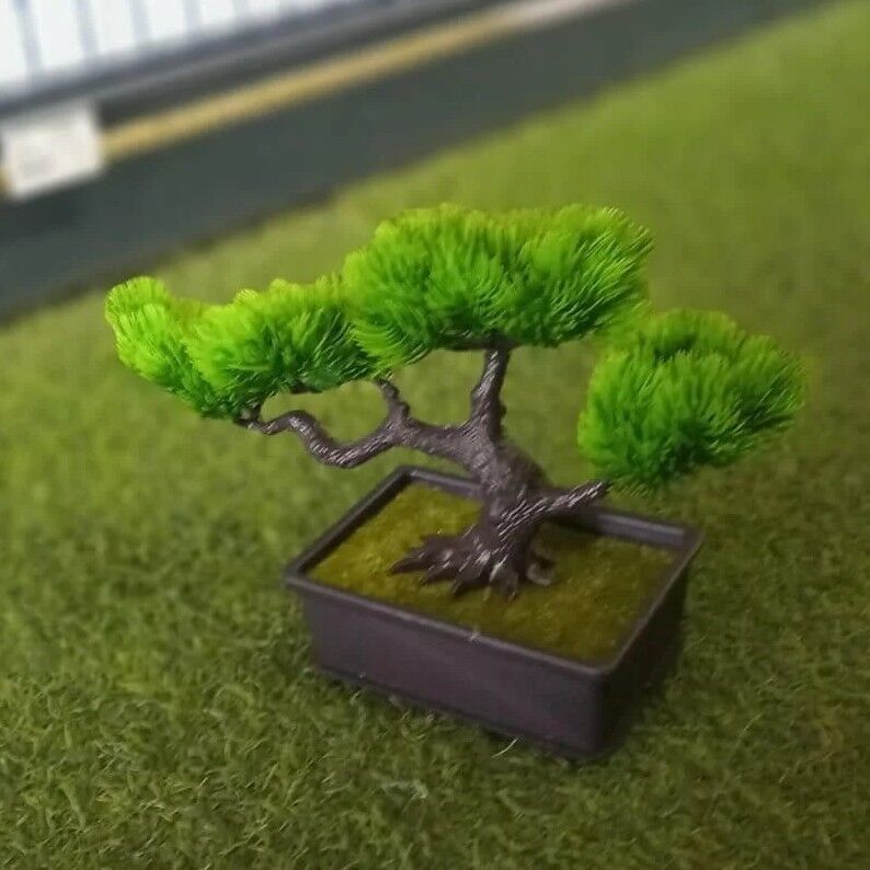 YAPAY ÇAM BONZAİ KALIN YAPRAK ÇİM SAKSI 18CM