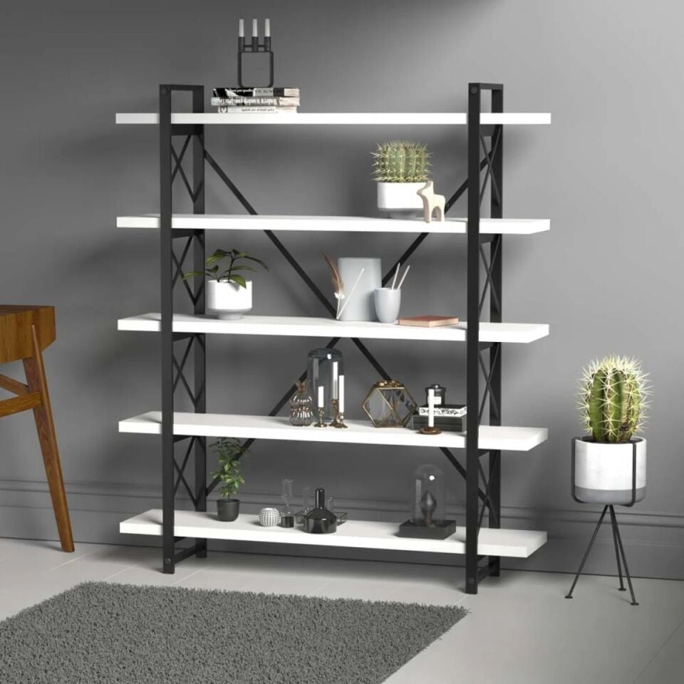 NET*/KİTAPLIK METAL/WOOD EVDEMO 120x35x180CM BEYAZ
