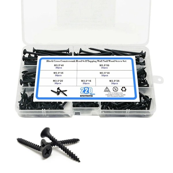 VİDA SETİ AHŞAP VİDASI SİYAH 220 PARÇA