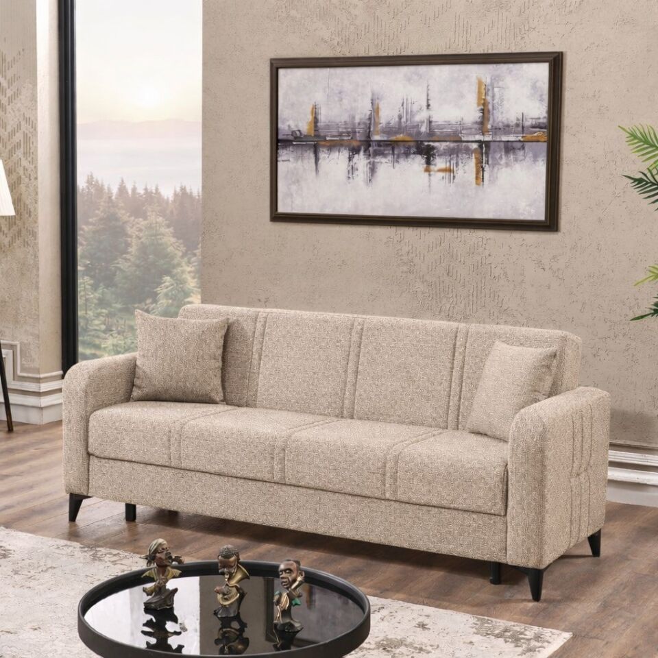 NET*/KANEPE ÜÇLÜ PİKA LTC 215x80x82CM KREM