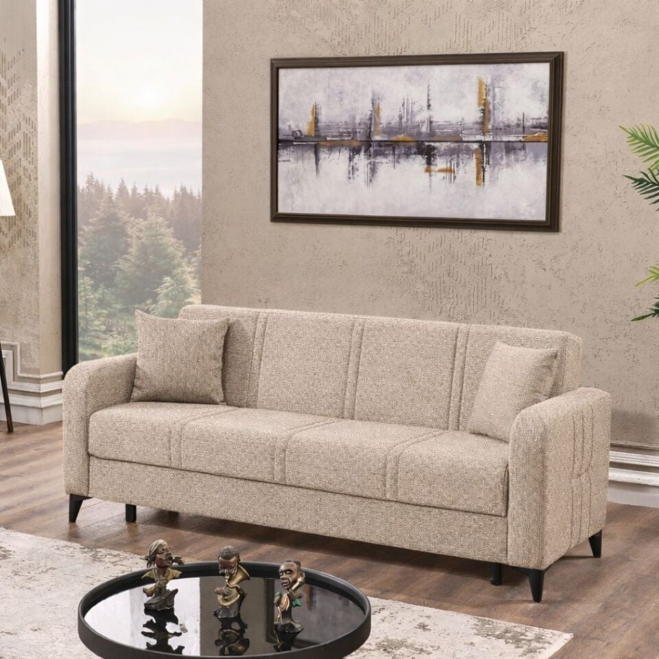 NET*/KANEPE ÜÇLÜ PİKA LTC 215x80x82CM KREM