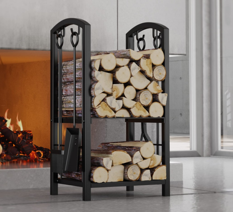 NET*/ŞÖMİNE METAL OVAL ODUNLUK RAFLI 5Lİ SET