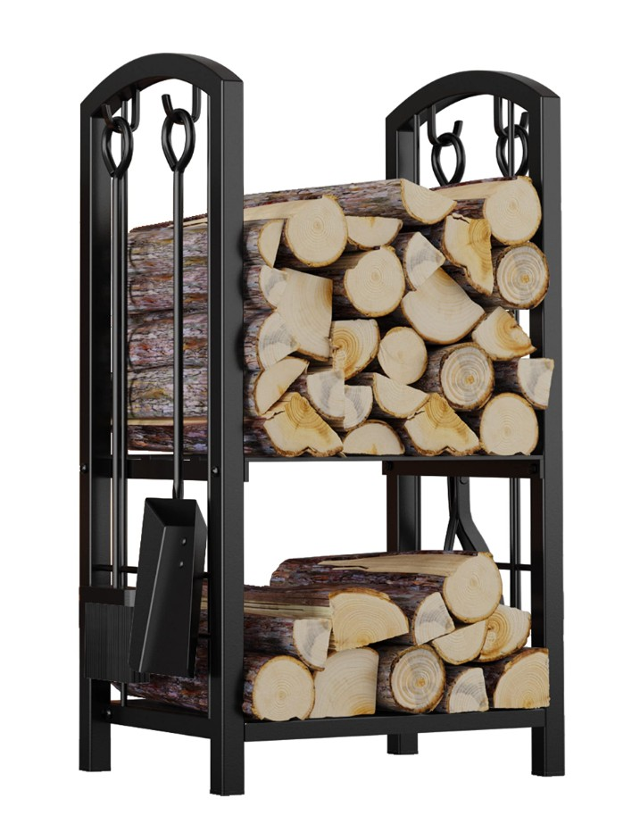 NET*/ŞÖMİNE METAL OVAL ODUNLUK RAFLI 5Lİ SET