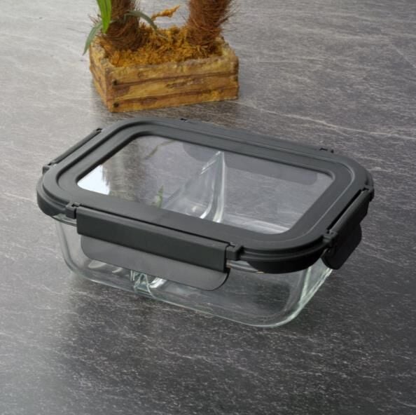 SAKLAMA KABI İKİ BÖLMELİ CAM CONTALI 600ML