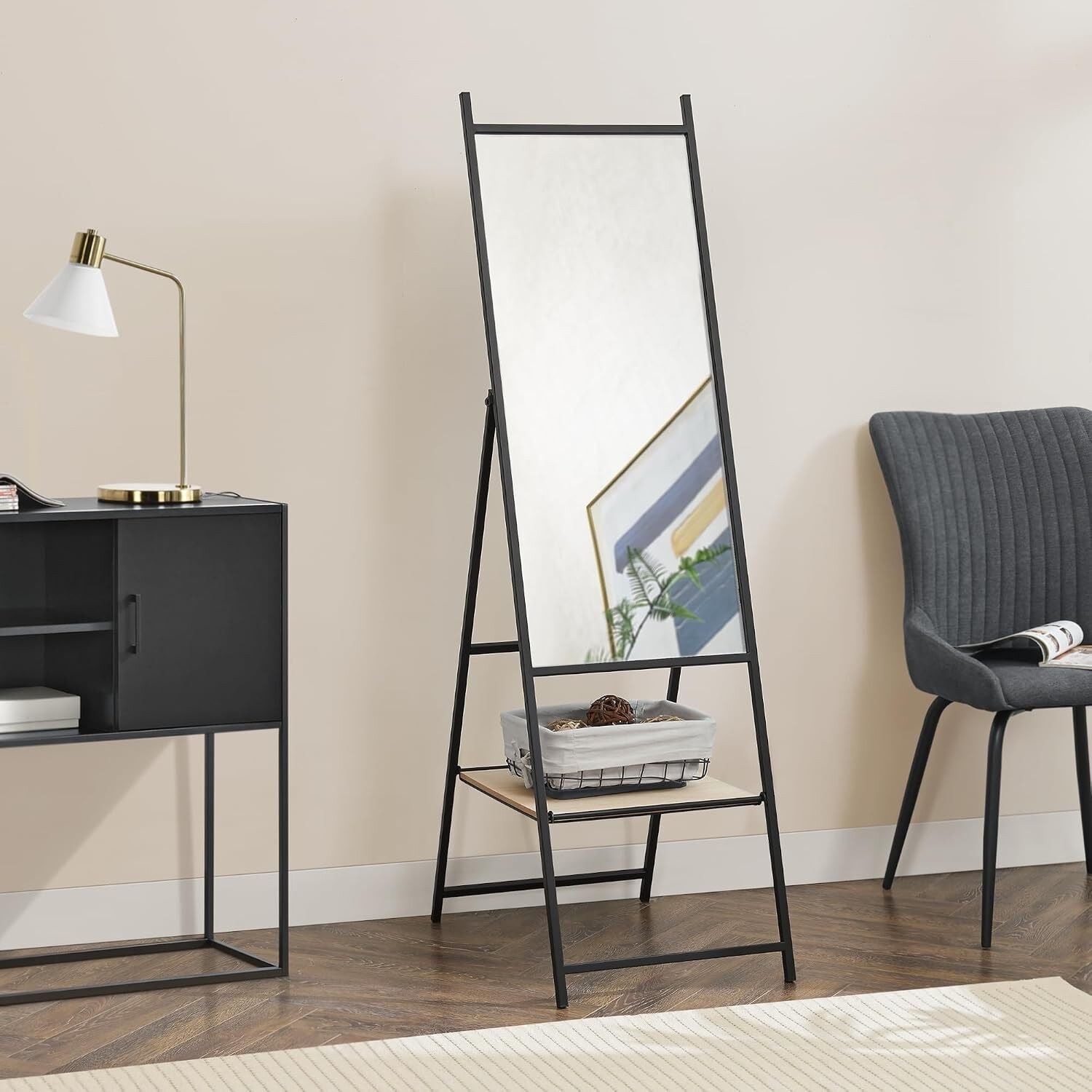AYNA MODERN MİNİMALİST BOY AYNASI GRİ 44.2x160CM